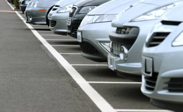 Parking at London airport on a busy day